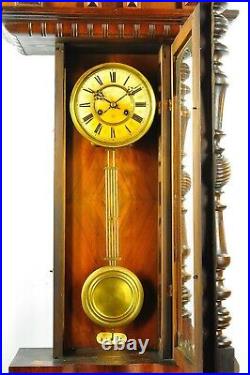 Gorgeous Antique German Junghans Spring Driven Wall Clock XL approx. 1900