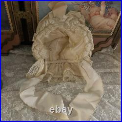 Gorgeous Antique Wool Silk French German Doll Bonnet