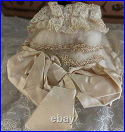 Gorgeous Antique Wool Silk French German Doll Bonnet