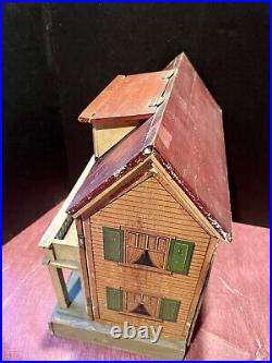 Gottschalk Red Roof Antique German Victorian Dollhouse, 5 Rooms, Paper Litho