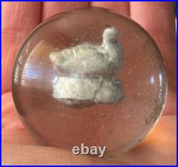 HUGE Vintage Antique Handmade German Sulphide Marble SEATED DUCK 2.10 NICE