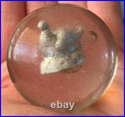 HUGE Vintage Antique Handmade German Sulphide Marble SEATED DUCK 2.10 NICE