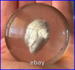 HUGE Vintage Antique Handmade German Sulphide Marble SEATED DUCK 2.10 NICE