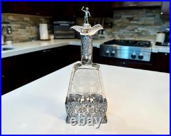 Hanau Silver & Glass Antique German Decanter Weinranck & Schmidt Crystal c1890's