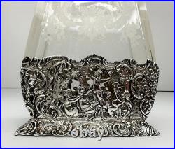 Hanau Silver & Glass Antique German Decanter Weinranck & Schmidt Crystal c1890's