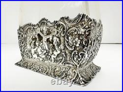 Hanau Silver & Glass Antique German Decanter Weinranck & Schmidt Crystal c1890's