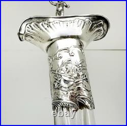 Hanau Silver & Glass Antique German Decanter Weinranck & Schmidt Crystal c1890's