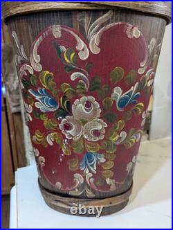 Hand Crafted BAVARIAN Wood PAINTED Umbrella Stand HOLDER German Folk Art 24 T