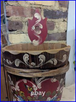 Hand Crafted BAVARIAN Wood PAINTED Umbrella Stand HOLDER German Folk Art 24 T