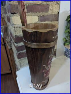 Hand Crafted BAVARIAN Wood PAINTED Umbrella Stand HOLDER German Folk Art 24 T