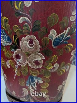 Hand Crafted BAVARIAN Wood PAINTED Umbrella Stand HOLDER German Folk Art 24 T