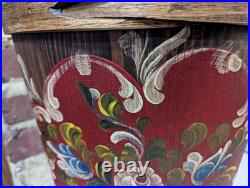 Hand Crafted BAVARIAN Wood PAINTED Umbrella Stand HOLDER German Folk Art 24 T