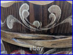 Hand Crafted BAVARIAN Wood PAINTED Umbrella Stand HOLDER German Folk Art 24 T
