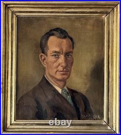 Heinrich Heuser Antique German Man Portrait Oil Painting Old Vintage Germany 47