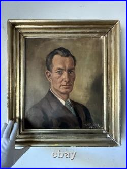 Heinrich Heuser Antique German Man Portrait Oil Painting Old Vintage Germany 47