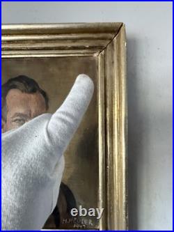 Heinrich Heuser Antique German Man Portrait Oil Painting Old Vintage Germany 47