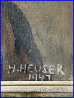 Heinrich Heuser Antique German Man Portrait Oil Painting Old Vintage Germany 47