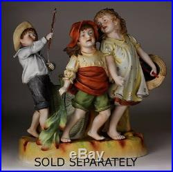 Heubach Ql LARGE Victorian Piano Baby Girl and St Bernard Dog bisque figurine