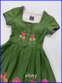 Hummelsheim VTG Antique Floral Folk German Green Oktoberfest Dirndl Dress XS