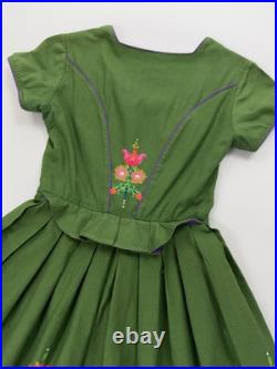 Hummelsheim VTG Antique Floral Folk German Green Oktoberfest Dirndl Dress XS