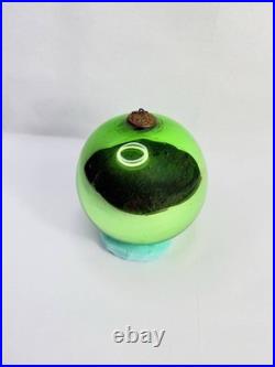 LARGE Antique German Kugel Green Round Christmas Ornament Ball Vintage 4 3/4