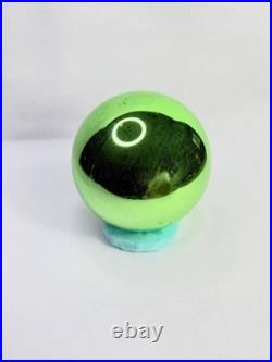 LARGE Antique German Kugel Green Round Christmas Ornament Ball Vintage 4 3/4