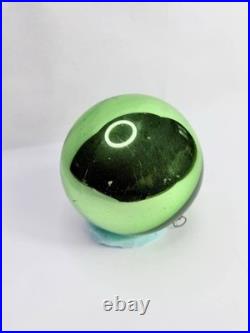 LARGE Antique German Kugel Green Round Christmas Ornament Ball Vintage 4 3/4