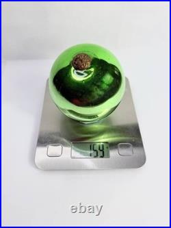 LARGE Antique German Kugel Green Round Christmas Ornament Ball Vintage 4 3/4