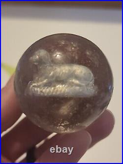 LARGE Vintage Antique Handmade German Sulphide Marble Laying Dog 1.68 LARGE Vintage Antique Handmade German Sulphide Marble Laying Dog 1.68