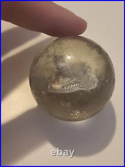LARGE Vintage Antique Handmade German Sulphide Marble Laying Dog 1.68 LARGE Vintage Antique Handmade German Sulphide Marble Laying Dog 1.68