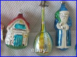 LOT of Antique German Ornaments Mercury Glass Angel House Bird Horn Cello