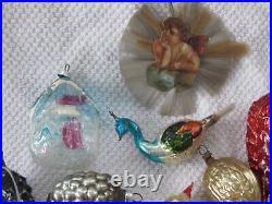 LOT of Antique German Ornaments Mercury Glass Angel House Grape Nut Berry Horn