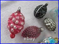 LOT of Antique German Ornaments Mercury Glass Angel House Grape Nut Berry Horn