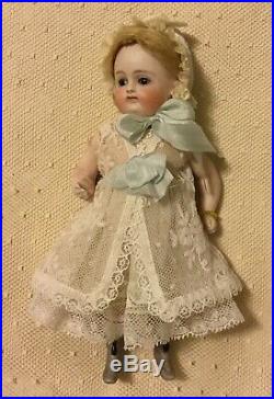 Lace dress, bonnet, slip for antique French German all bisque doll mignonette
