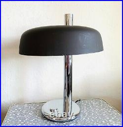 Large 1970s Egon Hillebrand Table Lamp Mid Century German Vintage Chrome Black