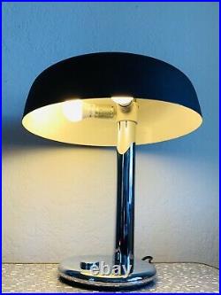 Large 1970s Egon Hillebrand Table Lamp Mid Century German Vintage Chrome Black