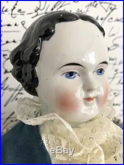 Large 25 Antique German High Brow Flat Top China Head Doll