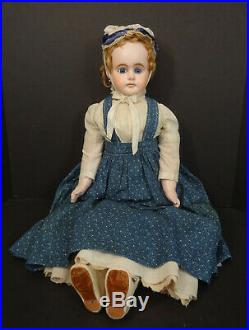 Large 30 Antique German Papier Mache Doll with Stunning Blue Eyes