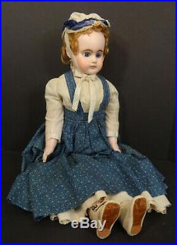 Large 30 Antique German Papier Mache Doll with Stunning Blue Eyes