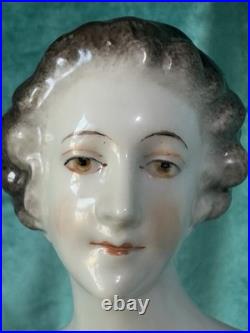 Large 7 Antique German Porcelain Volkstedt Rudolstadt Half Doll Pin Cushion