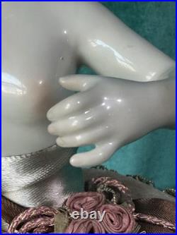 Large 7 Antique German Porcelain Volkstedt Rudolstadt Half Doll Pin Cushion