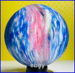 Large Antique 2.02 German Onionskin 4 Panel Lobe Blue Pink EOD Handmade Marble Large Antique 2.02 German Onionskin 4 Panel Lobe Blue Pink EOD Handmade Marble