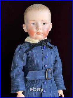 Large Antique German 23.5 Gebruder Heubach 7602 Bisque Head Character Boy Doll