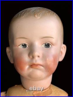 Large Antique German 23.5 Gebruder Heubach 7602 Bisque Head Character Boy Doll