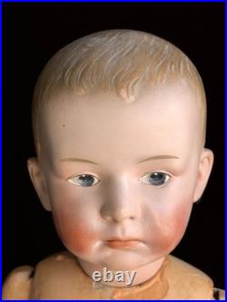 Large Antique German 23.5 Gebruder Heubach 7602 Bisque Head Character Boy Doll