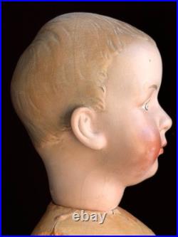 Large Antique German 23.5 Gebruder Heubach 7602 Bisque Head Character Boy Doll