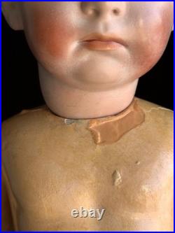 Large Antique German 23.5 Gebruder Heubach 7602 Bisque Head Character Boy Doll