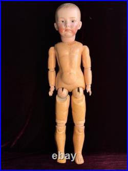 Large Antique German 23.5 Gebruder Heubach 7602 Bisque Head Character Boy Doll