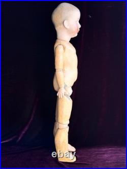 Large Antique German 23.5 Gebruder Heubach 7602 Bisque Head Character Boy Doll