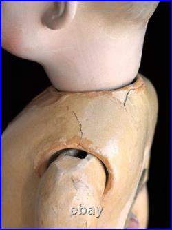 Large Antique German 23.5 Gebruder Heubach 7602 Bisque Head Character Boy Doll